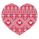 Traditional Ukrainian red folk art heart pattern