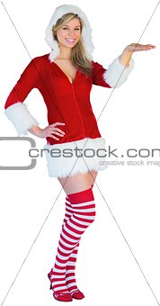 Pretty girl presenting in santa outfit