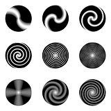 Set of monochrome circle geometric icons