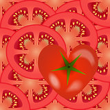 Sliced tomato vegetables with a tomato heart