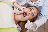 Dentist about to pull a terrified patients tooth