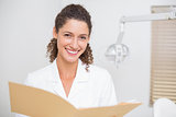 Dental assistant reading from file