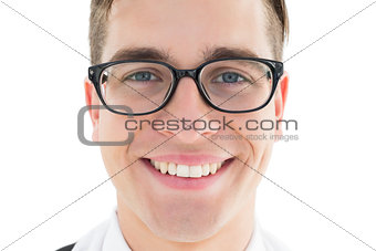 Nerdy hipster smiling at camera