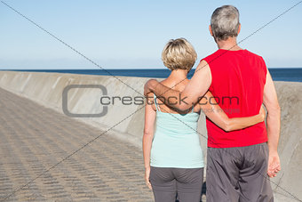 Active senior couple out for a jog
