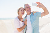 Happy senior couple posing for a selfie