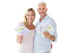 Happy couple flashing their cash