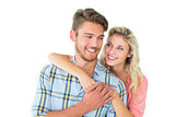 Attractive couple embracing and smiling