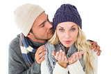 Attractive couple in winter fashion