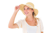 Attractive young blonde smiling in sunhat
