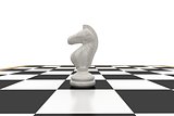 White knight on chess board
