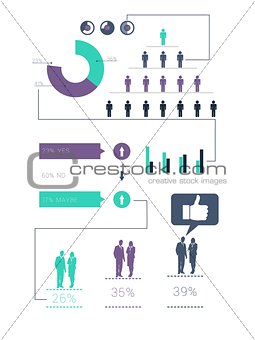 Digitally generated green and purple business infographic