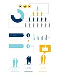 Digitally generated blue and yellow business infographic