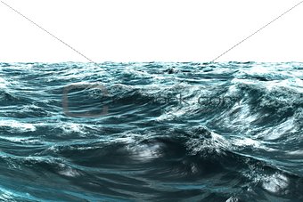Digitally generated stormy blue sea