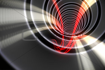 White spiral with red light