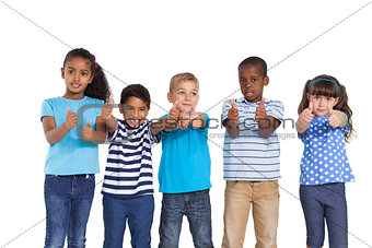 Cute children showing thumbs up at camera