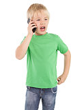 Cute little boy talking on smartphone