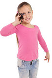 Cute little girl talking on smartphone