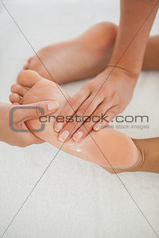 Woman receiving a foot massage