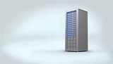 Digitally generated grey server tower