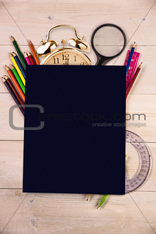 Students desk with black page