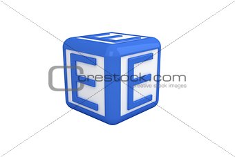 E blue and white block