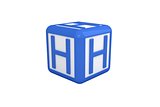 H blue and white block