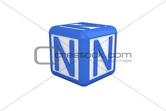 N blue and white block
