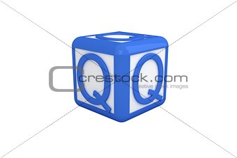 Q blue and white block
