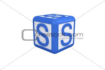 S blue and white block