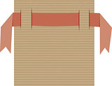 Red ribbon banner on cardboard