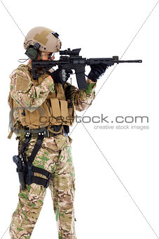  soldier with rifle or sniper  ,isolated on white background
