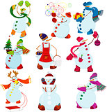 Cartoon snowman set