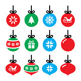 Christmas ball, Christmas bauble vector icons set