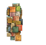 fragmented multiple color square tile grunge pattern shape 