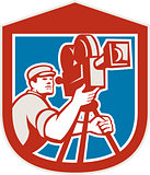 Cameraman Vintage Film Movie Camera Shield Retro
