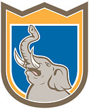 Elephant Head Roaring Trunk Up Shield Cartoon
