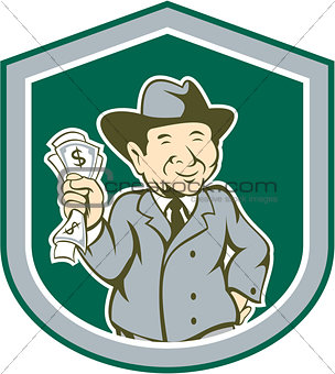 Businessman Rich Man Money Shield Cartoon