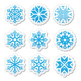 Snowflakes icon set on black and white background