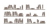 Books on the shelves simply retro vector illustration.