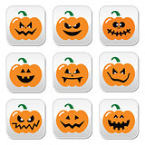 Halloween pumpkin vector buttons set