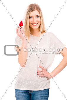 Beautiful woman with strawberries
