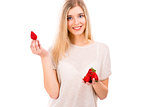 Beautiful woman with strawberries