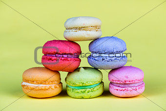 Delicious group of fresh and sweet  macarons