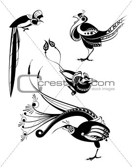 Original art bird silhouettes