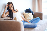 Young woman enjoying a relaxing day at home