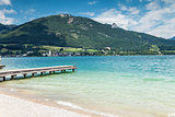 Wolfgangsee lake with turquoise waters in Austria
