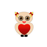 Pretty owl with a red heart