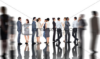 Composite image of many business people standing in a line