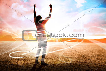 Composite image of cheering football fan