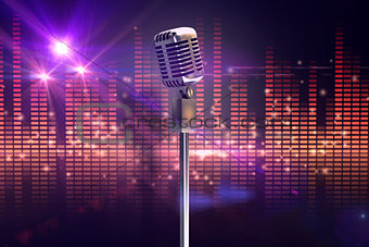 Composite image of retro microphone on stand